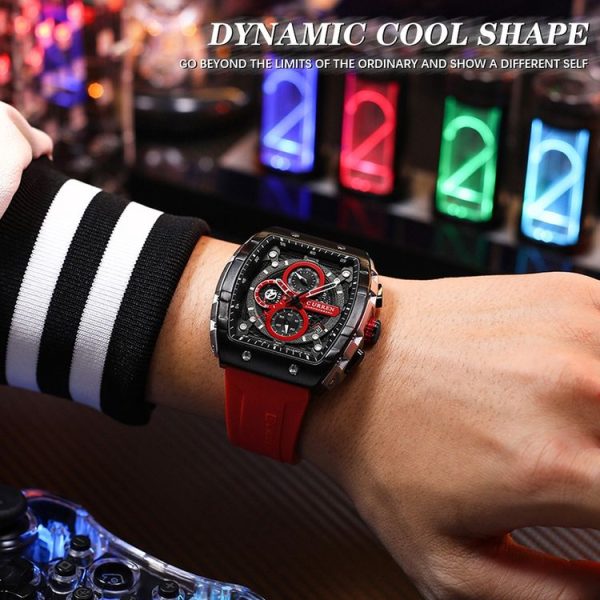 Curren 8442 Sport Six-Hand Silicone Strap Men Quartz Watch, Color: White Shell Red - Image 6