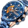 Curren 8402 Calendar Six-Hand Steel Strap Business Quartz Watch, Color: Rose Shell Blue - Image 2