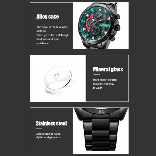 Curren 8402 Calendar Six-Hand Steel Strap Business Quartz Watch, Color: Rose Shell Blue - Image 6