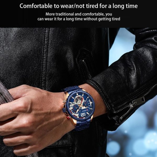 Curren 8395 Calendar Six-Hand Steel Strap Men Quartz Watch, Color: Rose Shell Blue - Image 10