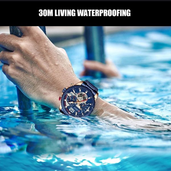 Curren 8395 Calendar Six-Hand Steel Strap Men Quartz Watch, Color: Rose Shell Blue - Image 8