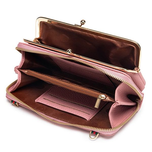 Embroidered Large Capacity Single-shoulder Phone Bag Crossbody Zipper Long Ladies Wallet, Color: Wine Red - Image 4