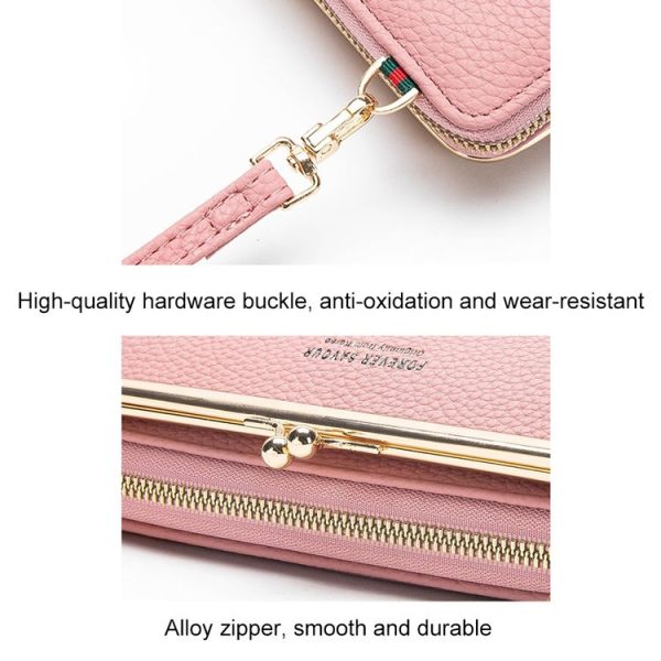 Embroidered Large Capacity Single-shoulder Phone Bag Crossbody Zipper Long Ladies Wallet, Color: Wine Red - Image 7