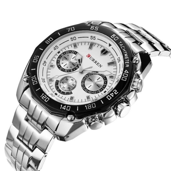 Curren 8077 Men Casual Business Waterproof Quartz Watch (White Shell White) - Image 2