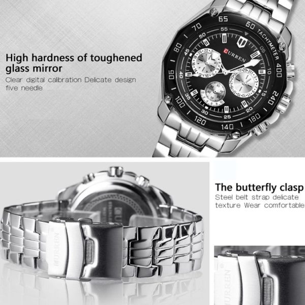 Curren 8077 Men Casual Business Waterproof Quartz Watch (White Shell White) - Image 3