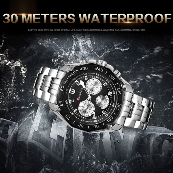 Curren 8077 Men Casual Business Waterproof Quartz Watch (White Shell White) - Image 4