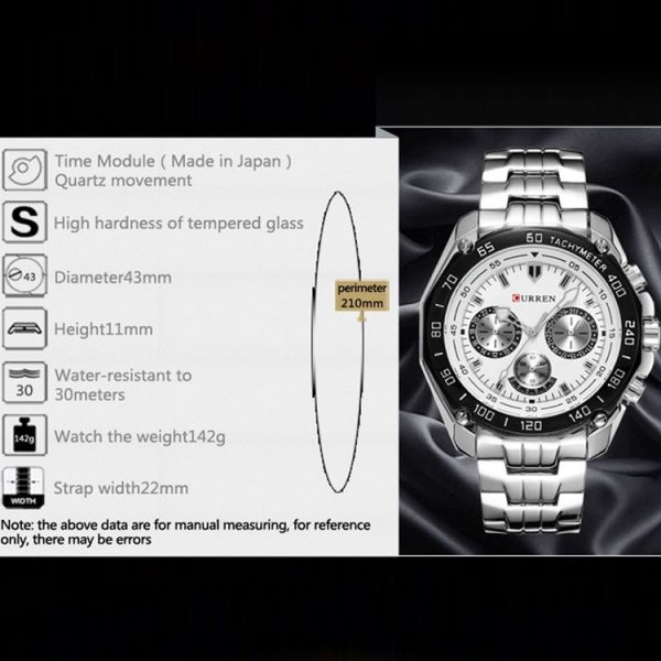 Curren 8077 Men Casual Business Waterproof Quartz Watch (White Shell White) - Image 6
