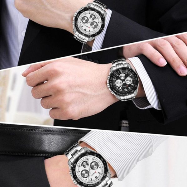 Curren 8077 Men Casual Business Waterproof Quartz Watch (White Shell White) - Image 7