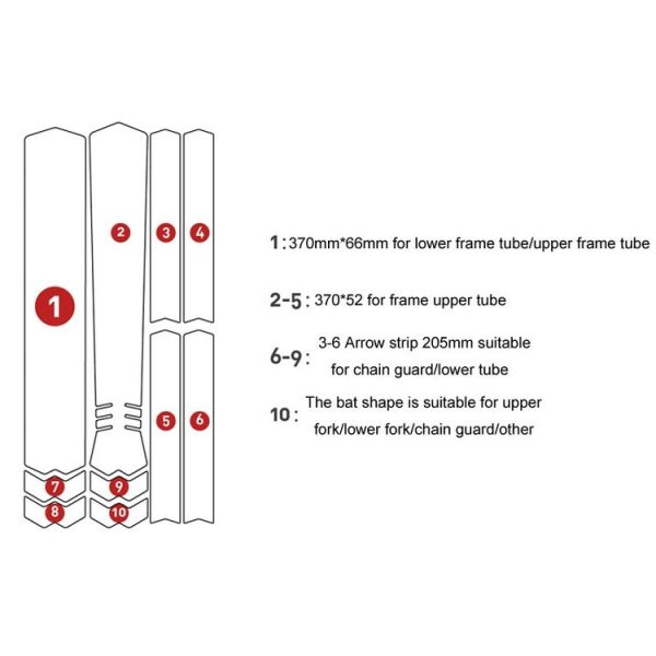 ENLEE E-2210 10pcs / Set Bicycle Jersey Stickers Mountain Bike Frame Protection Adhesive Tape, Model: Transparent - Image 3
