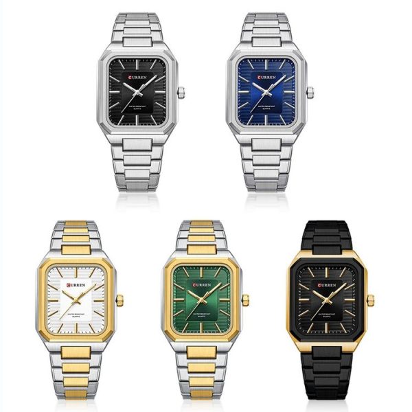 Curren 8457 Business Steel Strap Square Men Quartz Watch, Color: White Shell Black - Image 2