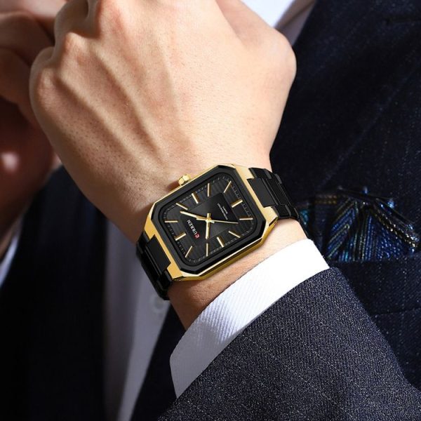Curren 8457 Business Steel Strap Square Men Quartz Watch, Color: White Shell Black - Image 7