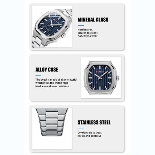 Curren 8458 Business Steel Strap Men Quartz Watch, Color: Golden Shell Black - Image 3
