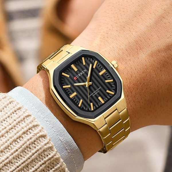 Curren 8458 Business Steel Strap Men Quartz Watch, Color: Golden Shell Black - Image 7