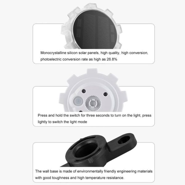 Gear Shape Solar Outdoor Garden Decoration Atmosphere Wall Light (White Light) - Image 4