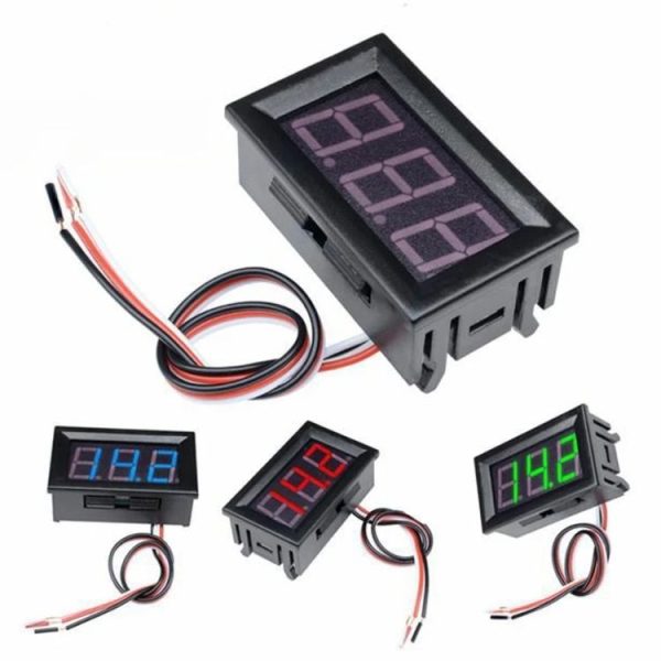 0V-30V 3 Wire DC Voltmeter Terminal 0.56 Inch LED Digital Voltmeter Accessories Reverse Connection Protection, Color: Red - Image 2