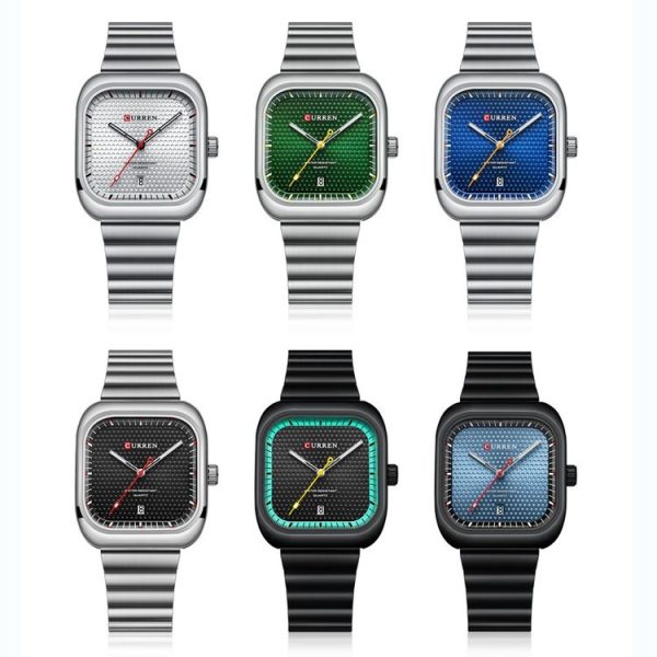 Curren 8460 Casual Steel Strap Square Men Quartz Watch, Color: Black Shell Black - Image 2