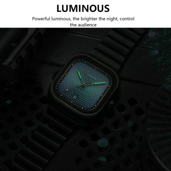 Curren 8460 Casual Steel Strap Square Men Quartz Watch, Color: Black Shell Black - Image 5