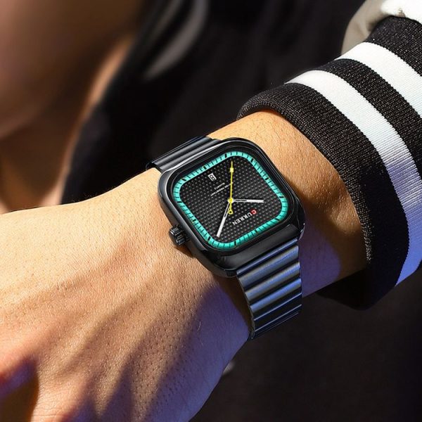Curren 8460 Casual Steel Strap Square Men Quartz Watch, Color: Black Shell Black - Image 7