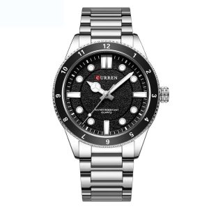 Curren 8450 Business Sports Steel Strap Men Quartz Watch, Color: White Shell Black