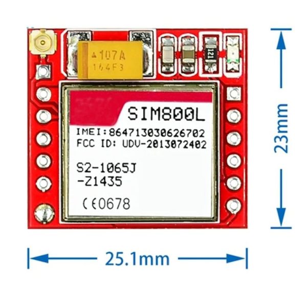 SIM800L GPRS Adapter Board GSM Module Micro SIM Card Core Board GSM Mod (With Antenna) - Image 3