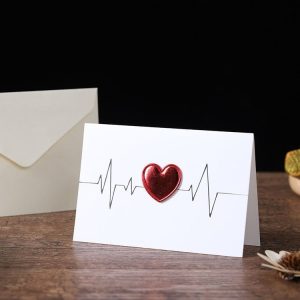 3D Heart Valentine Day Greeting Card Blessings Messages Cards with Envelopes, Spec: ECG