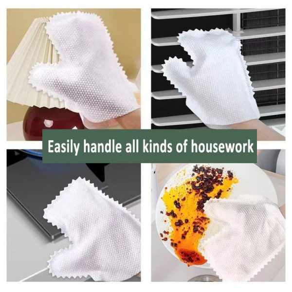 10pcs / Pack Fish Scale Washable Non Woven Mittens Reusable Dust Removal Gloves (White) - Image 6