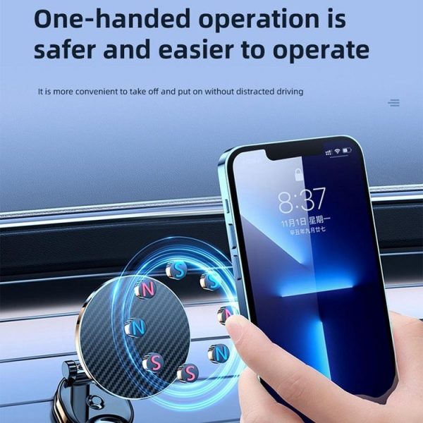 Magnetic Car Mobile Phone Adhesive Folding Navigation Holder (Silver) - Image 3