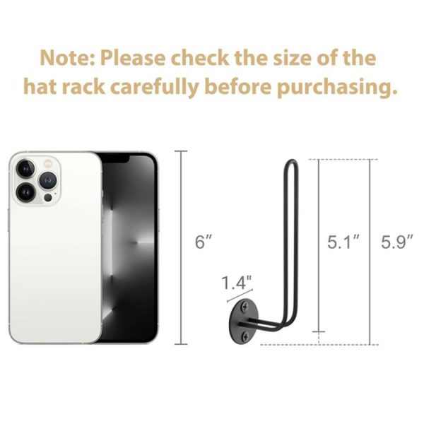 L-Shaped Iron Wire Rack Baseball Cap Storage Stand Wall Mounted Hat Holder (Black) - Image 3