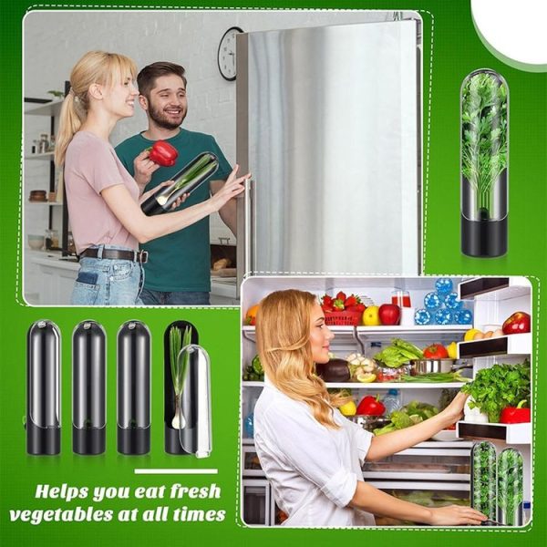 Herb Crisper Vegetable Keep Fresh Container Cilantro Herb Storage Container (Black) - Image 5
