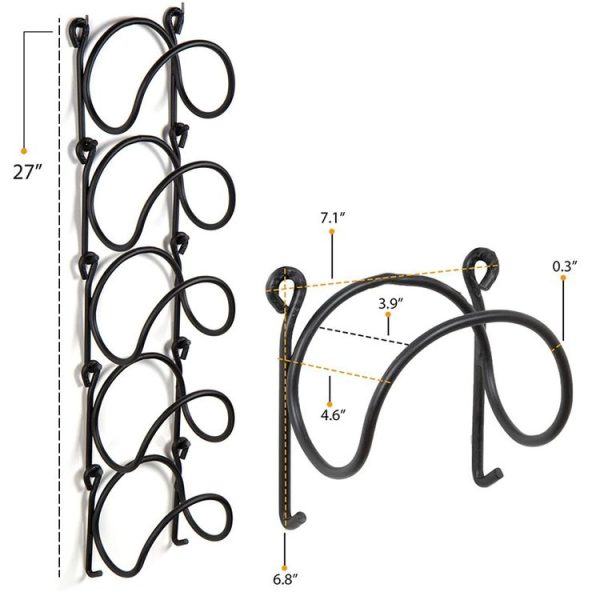 Bathroom Wall Mounted Towel Rack Multifunctional Iron Wall Mounted Wine Stand Storage Shelf (Black) - Image 4