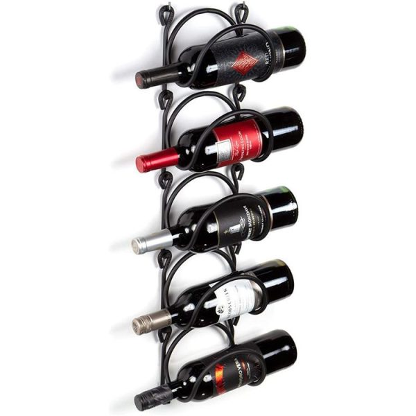 Bathroom Wall Mounted Towel Rack Multifunctional Iron Wall Mounted Wine Stand Storage Shelf (Black) - Image 5