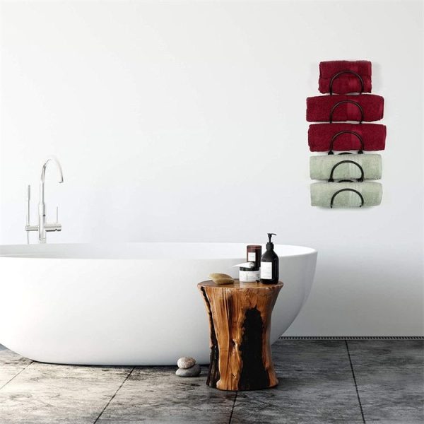 Bathroom Wall Mounted Towel Rack Multifunctional Iron Wall Mounted Wine Stand Storage Shelf (Black) - Image 6
