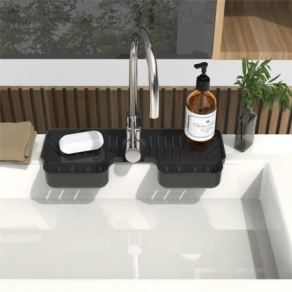 Silicone Drainage Mat Splash-Proof Silicone Pad Kitchen Bath Faucet Drainage Basket (Gray) - Image 4