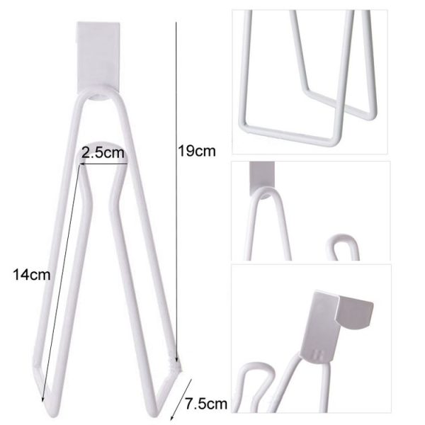 Bathroom Paper Towel Rack Wall Mounted Shelf Bathroom No-Punch Tissue Hook (White) - Image 2