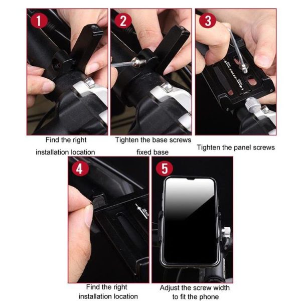 ENLEE Aluminum Alloy Phone Holder Bicycle Riding Fixed Navigation Mount (Black) - Image 10
