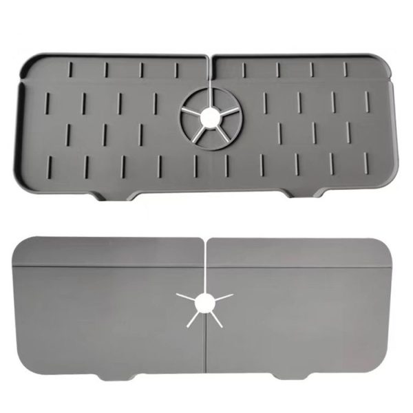 Kitchen Bath Faucet Silicone Drain Mat Sink Splash Proof Silicone Pad (Black) - Image 3
