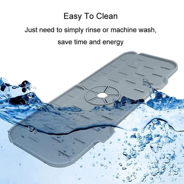 Kitchen Bath Faucet Silicone Drain Mat Sink Splash Proof Silicone Pad (Black) - Image 6