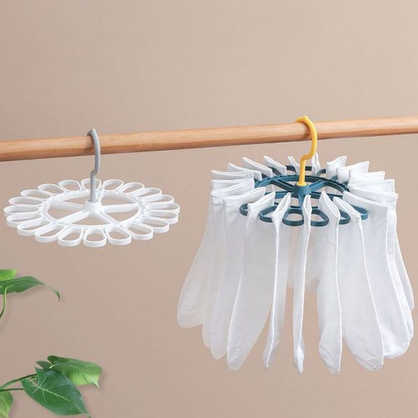 360 Degree Rotatable Sock Hanger With 20 Clips Round Laundry Drying Rack (Deep Blue) - Image 2
