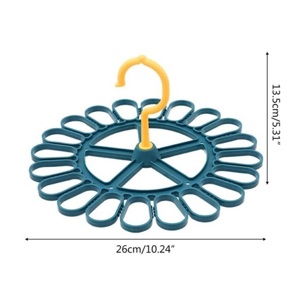 360 Degree Rotatable Sock Hanger With 20 Clips Round Laundry Drying Rack (Deep Blue) - Image 8