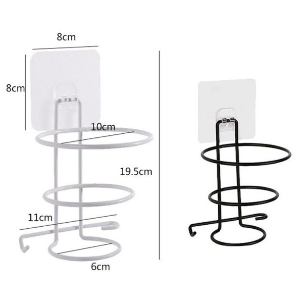 No-Punch Wall Mount Hair Dryer Bracket Bathroom Shelf (Black) - Image 3