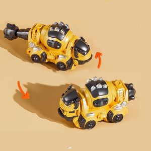 2 In 1 Dinosaur Transforming Engineering Car Inertial Automatic Crash Toy, Color: Mixer Truck-Ankylosaurus Yellow