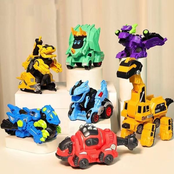 2 In 1 Dinosaur Transforming Engineering Car Inertial Automatic Crash Toy, Color: Mixer Truck-Ankylosaurus Yellow - Image 2