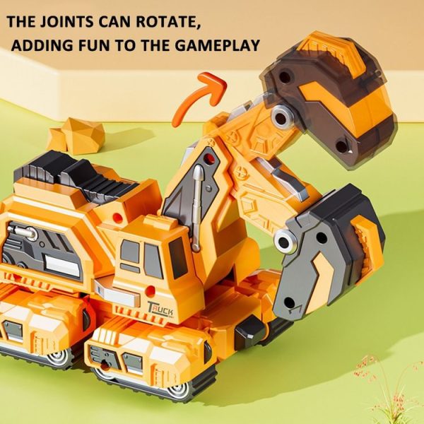 2 In 1 Dinosaur Transforming Engineering Car Inertial Automatic Crash Toy, Color: Mixer Truck-Ankylosaurus Yellow - Image 5