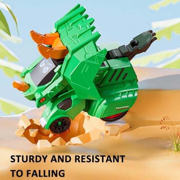2 In 1 Dinosaur Transforming Engineering Car Inertial Automatic Crash Toy, Color: Mixer Truck-Ankylosaurus Yellow - Image 7