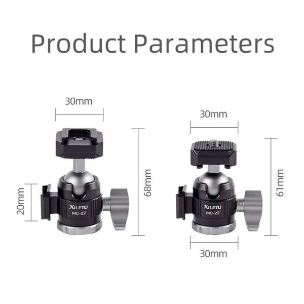 XILETU MC-22 Mini Tripod Ball Head Double Cold Shoe Design With 1 / 4 Inch Screw - Image 2