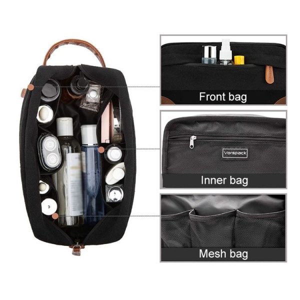 Large Capacity Men Toiletry Storage Bag Travel Portable Storage Bag Makeup Bag, Color: Coffee - Image 5