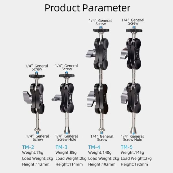 XILETU TM Series Magic Arm With Dual Ballhead Camera Video Monitor Mount Adapter TM-2 - Image 7