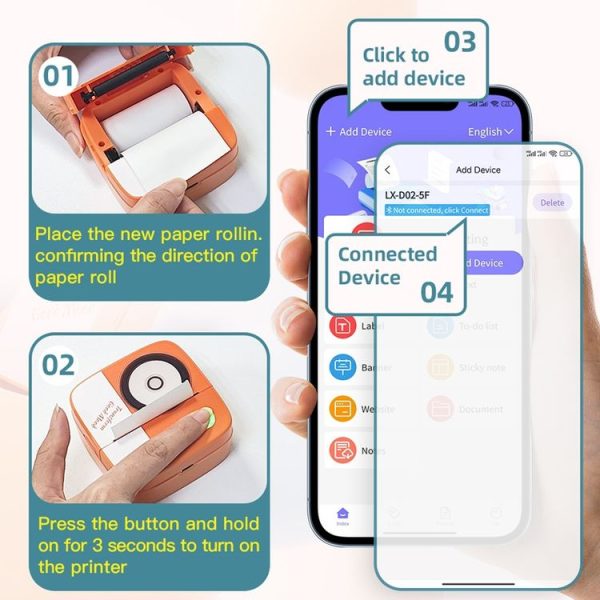 D2 Mini Label Printer Inkless Wireless Portable Thermal Printer Photo Printer, Spec: Standard Edition - Image 10