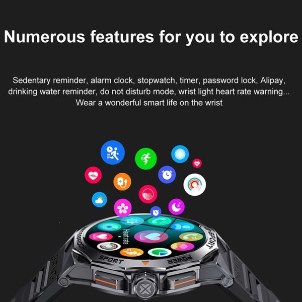 K62 1.43 Inch Waterproof Bluetooth Call Weather Music Smart Sports Watch, Color: Black - Image 17