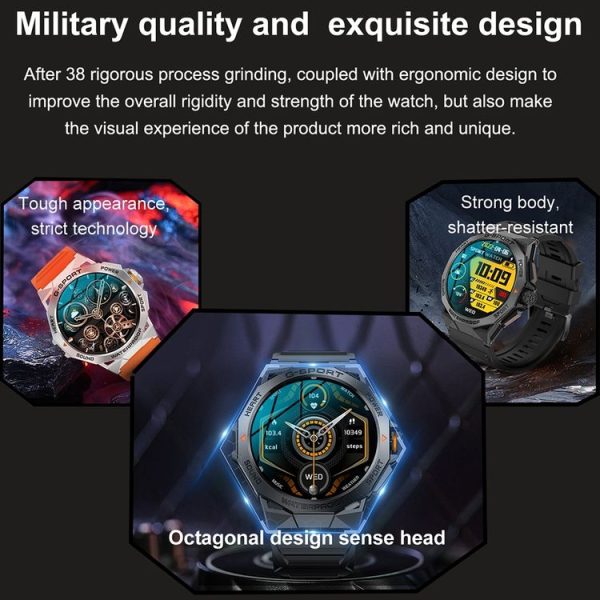 K62 1.43 Inch Waterproof Bluetooth Call Weather Music Smart Sports Watch, Color: Black - Image 8